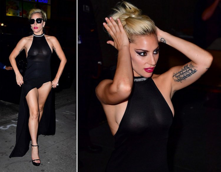 Леди Гага в просвечивающемся платье