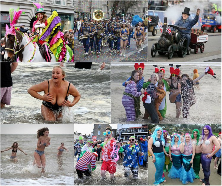 Ежегодный парад в Лондоне и купание в Северном море